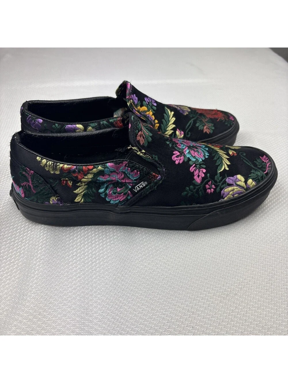 Vans Classic Slip On Festival Satin Black VN0A38F7ULN Women's Shoe Size 10